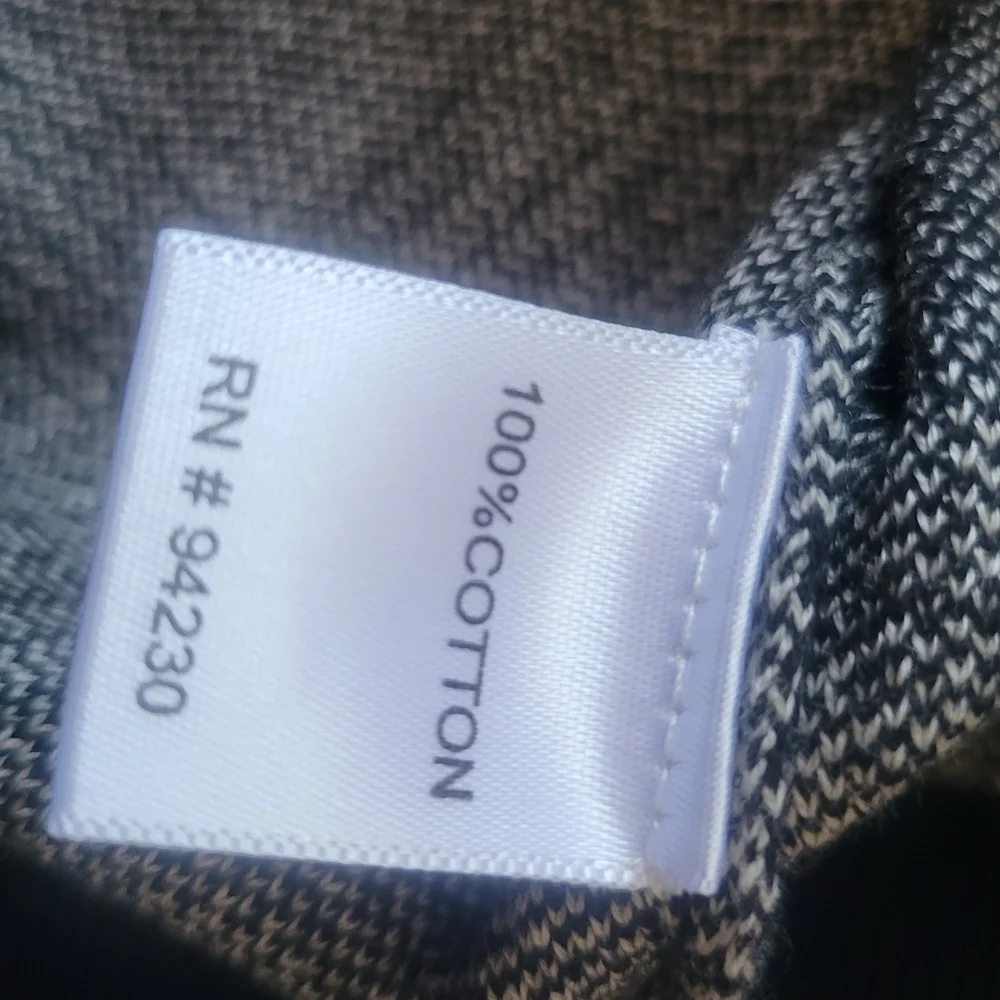Paul Fredrick Black and Gray Checkered Quarter Zip Mock Neck Sweater